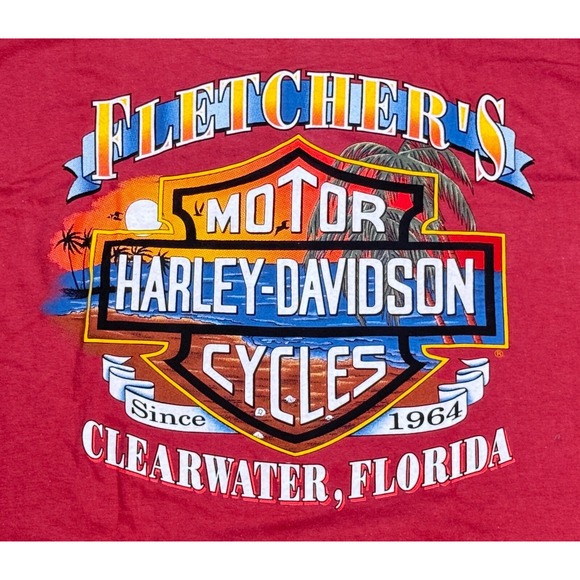 Harley Davidson Clearwater Florida Fletchers Vtg Short Sleeve T-Shirt Size XXL - Picture 8 of 8